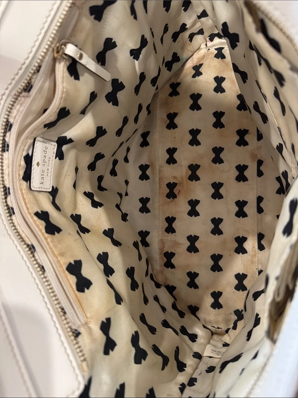 kate spade Cream and Beige Two-Tone Leather Tote